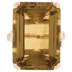 Vintage Retro 14k Rose Gold Large 25ct Gia Graded Citrine 
Ruby Cocktail Ring