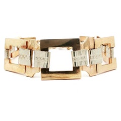 Vintage Retro 14k Solid Gold Graduated Geometric Square Open Link Bracelet