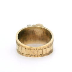 Vintage Retro 14k Yellow Gold 0.25ctw Old Cut Diamond Hand Engraved Band Ring