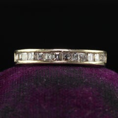 Vintage Retro 14K Yellow Gold Carre Cut Diamond Wedding Band - Size 5