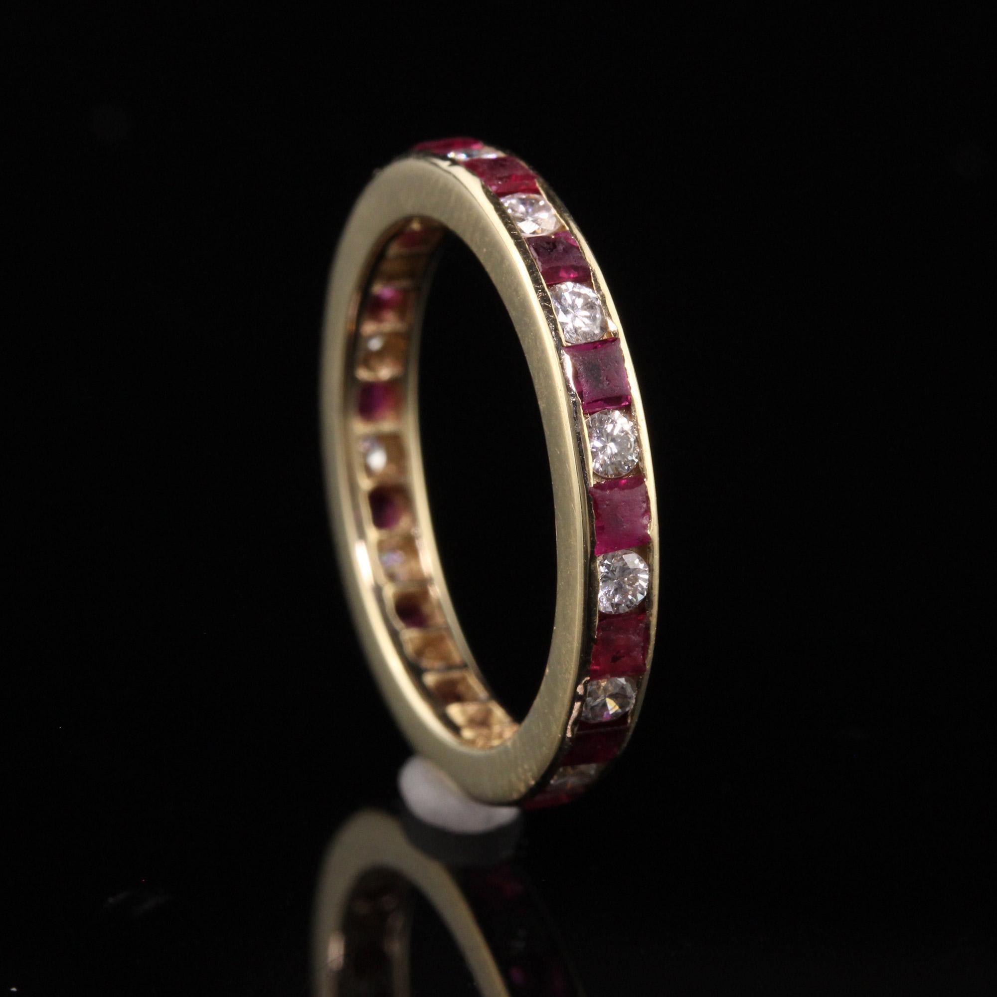 ruby and diamond eternity ring yellow gold