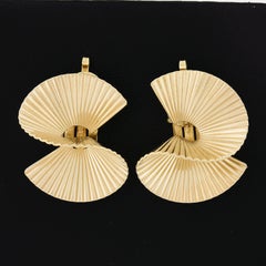 Orecchini a clip vintage retrò in oro giallo 14K lucidati, scanalati e attorcigliati