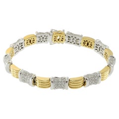 Vintage Retro 14KT Two-Tone Gold 9-Section Diamond Bracelet