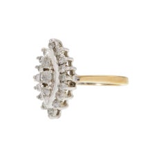 Vintage Retro 14KT White Gold Marquise Diamond Ring 0.65CT