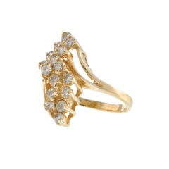 Vintage Retro 14KT Yellow Gold Marquise Diamond Cluster Ring 0.75CT