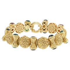 Bracciale vintage retrò in oro giallo 14KT con più gemme