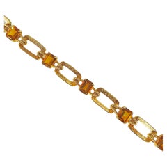 Vintage Retro 18,90 Karat Gelbgold Armband aus 14 Karat Gelbgold mit Citrin im Smaragdschliff und Gliedern