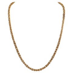 Vintage Retro 18K Yellow Gold Byzantine Link Chain Necklace