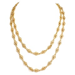 Vintage Retro 18K Yellow Gold Helm Fancy Link Chain Necklace