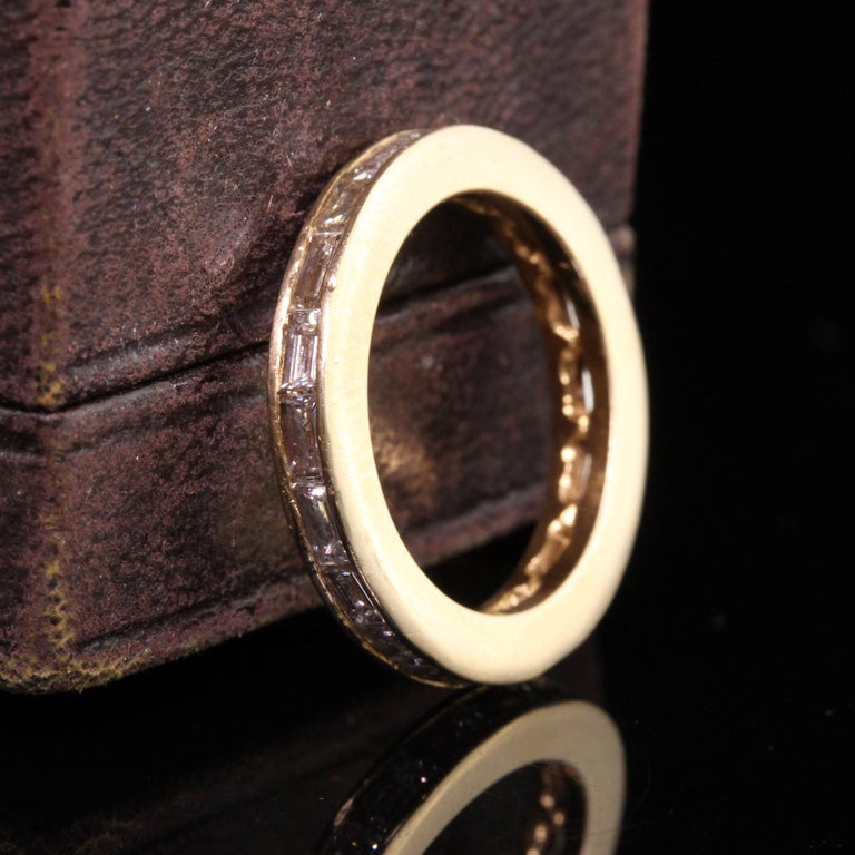 Vintage Retro 18K Yellow Gold Baguette Diamond Eternity Band For Sale ...