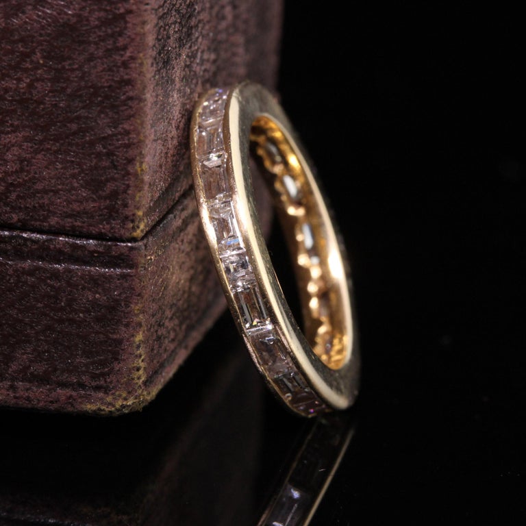 Vintage Retro 18K Yellow Gold Baguette Diamond Eternity Band For Sale ...