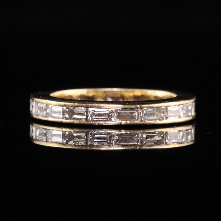 Vintage Retro 18K Yellow Gold Baguette Diamond Eternity Band For Sale ...