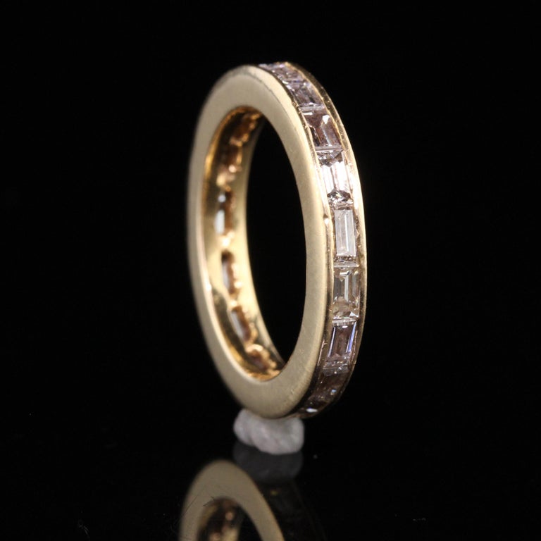 Vintage Retro 18K Yellow Gold Baguette Diamond Eternity Band For Sale ...