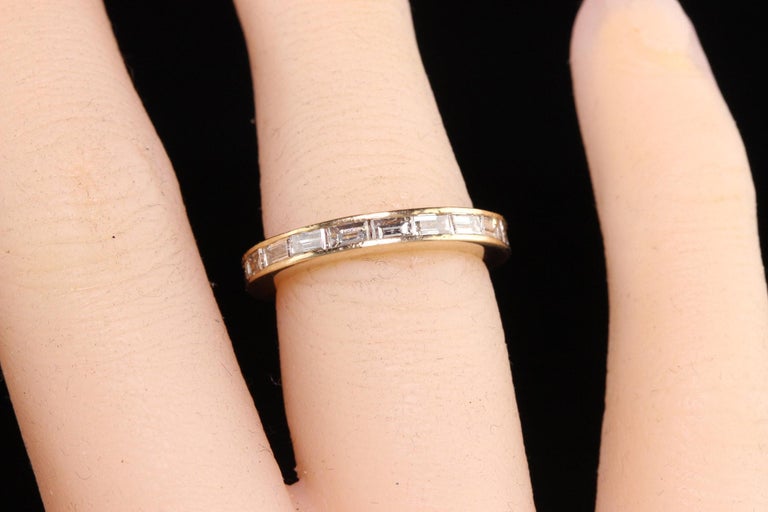 Vintage Retro 18K Yellow Gold Baguette Diamond Eternity Band For Sale ...