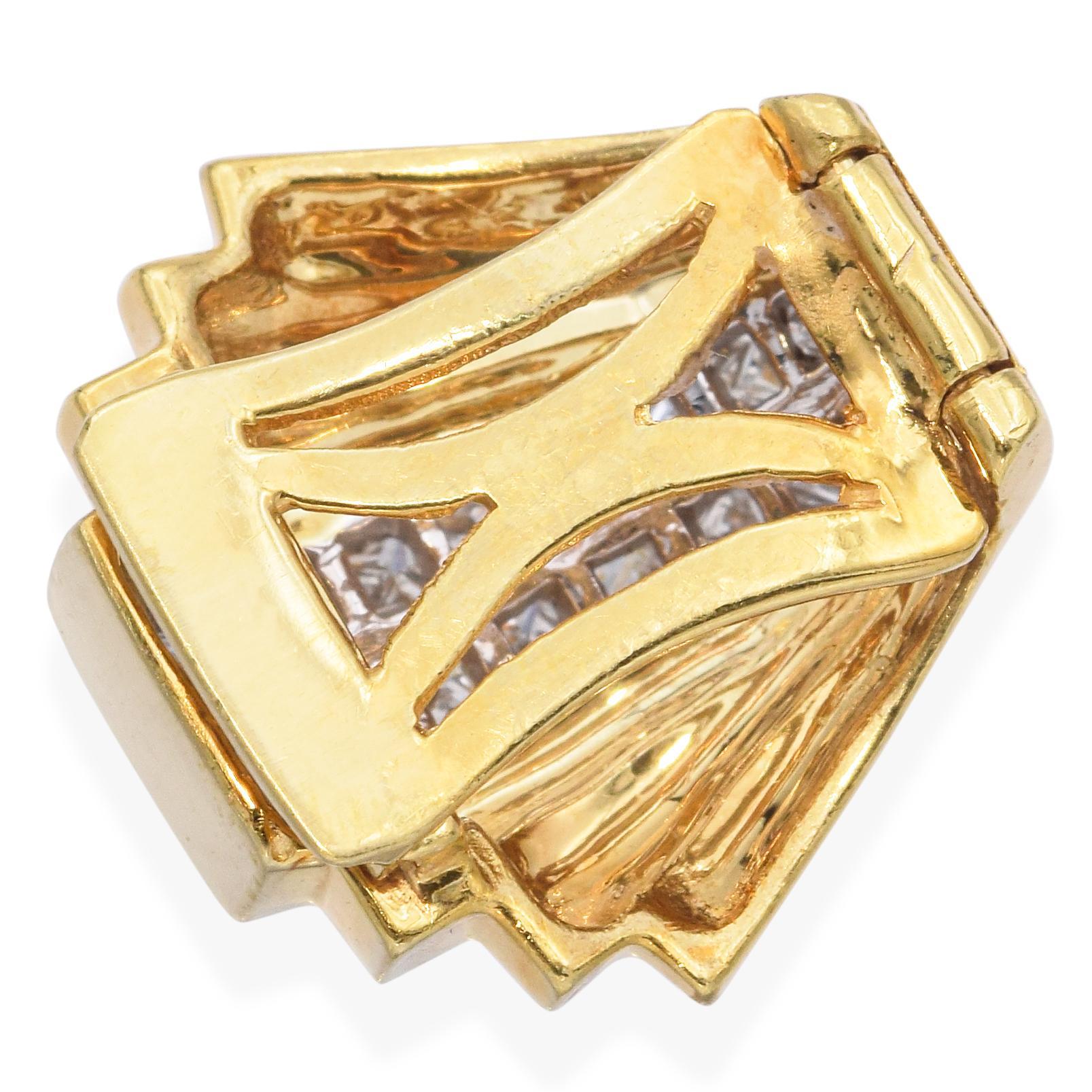 Women's Vintage Retro 18k Yellow Gold Diamond Omega Slide Pendant For Sale