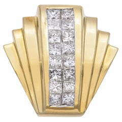 Vintage Retro 18k Yellow Gold Diamond Omega Slide Pendant