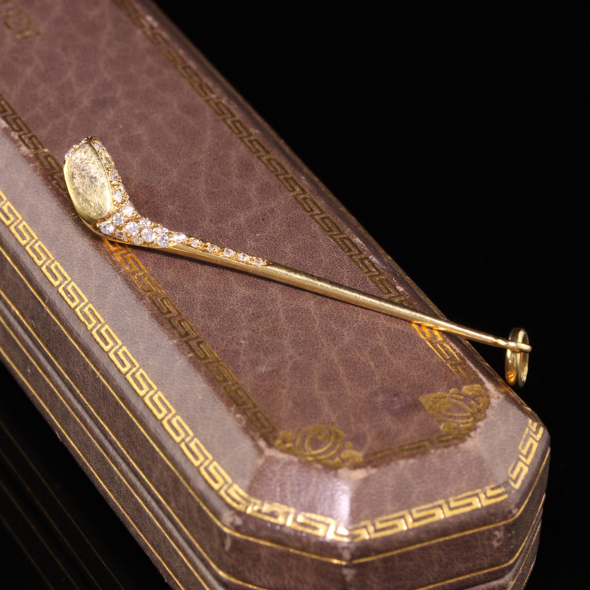 Vintage Retro 18 Karat Gelbgold Einzelschliff Diamant Gold Club Anhänger (Einfacher Schliff)