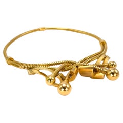 Vintage Retro 18K Yellow Gold Snake Chain Crossover Necklace