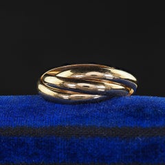 Vintage Retro 18K Yellow Gold Three Rolling Ring Wedding Band