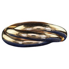 Vintage Retro 18K Yellow Gold Three Rolling Ring Wedding Band