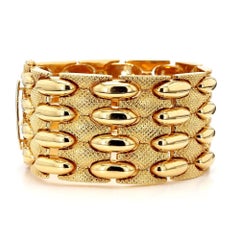 Vintage Retro 18K Yellow Gold Wide Multi-Link Bracelet