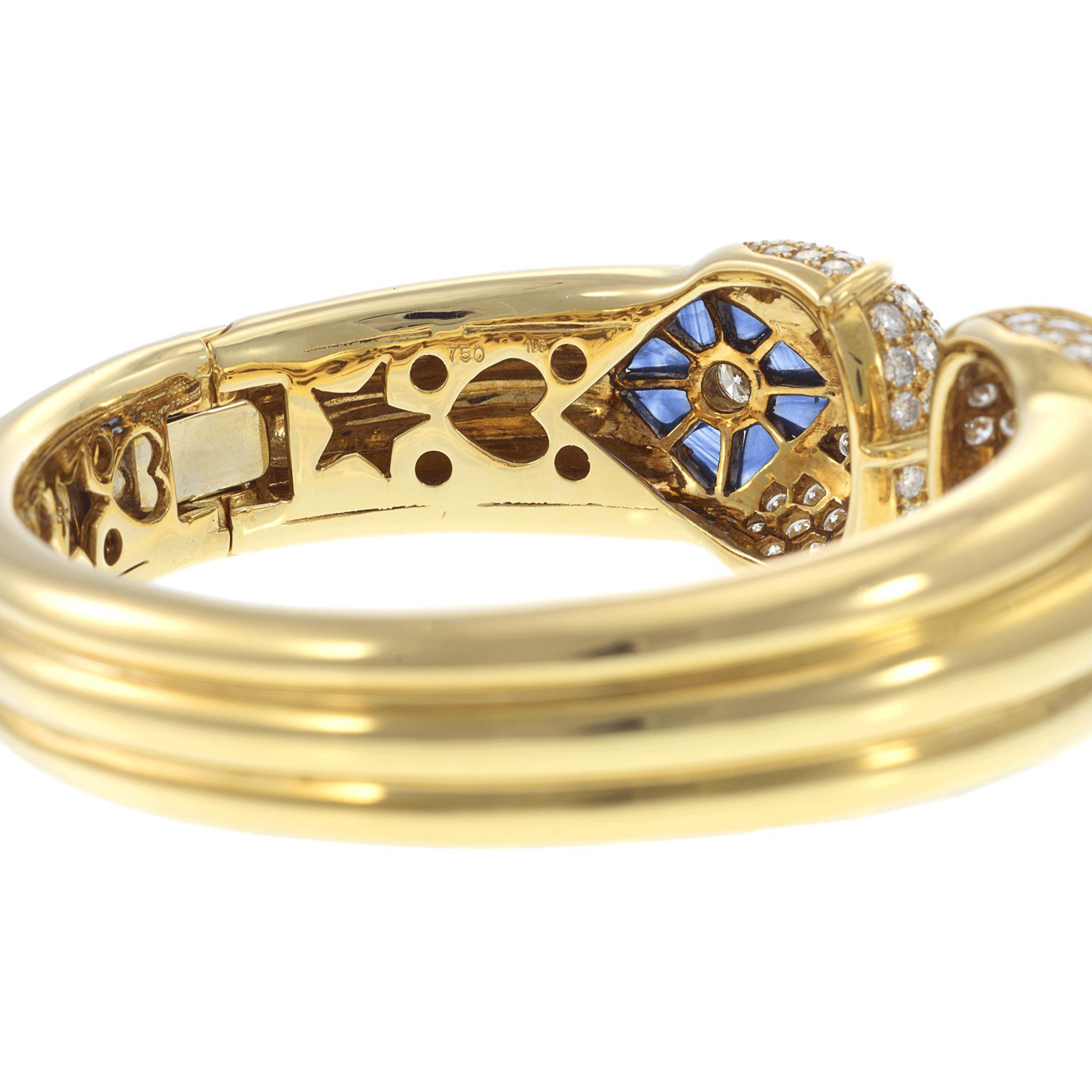 Vintage Retro 18KT Yellow Gold Sapphire and Diamond Bracelet In Good Condition For Sale In New York, NY