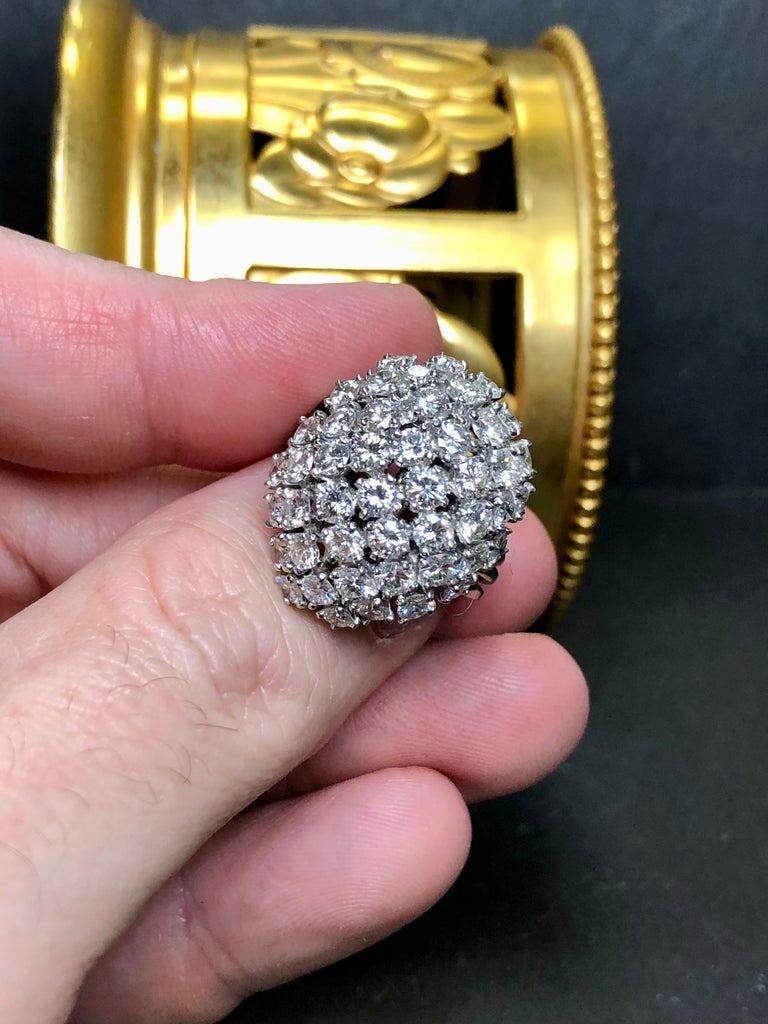 Vintage Retro 50er Jahre Platin große Diamant-Kuppel-Cluster-Ring 4,25cttw  G Vs im Angebot bei 1stDibs