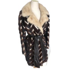 Vintage retro 60’s mink fur coat***leather size Small 8