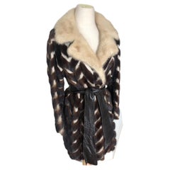 Vintage retro 60’s mink fur coat***leather size Small 8