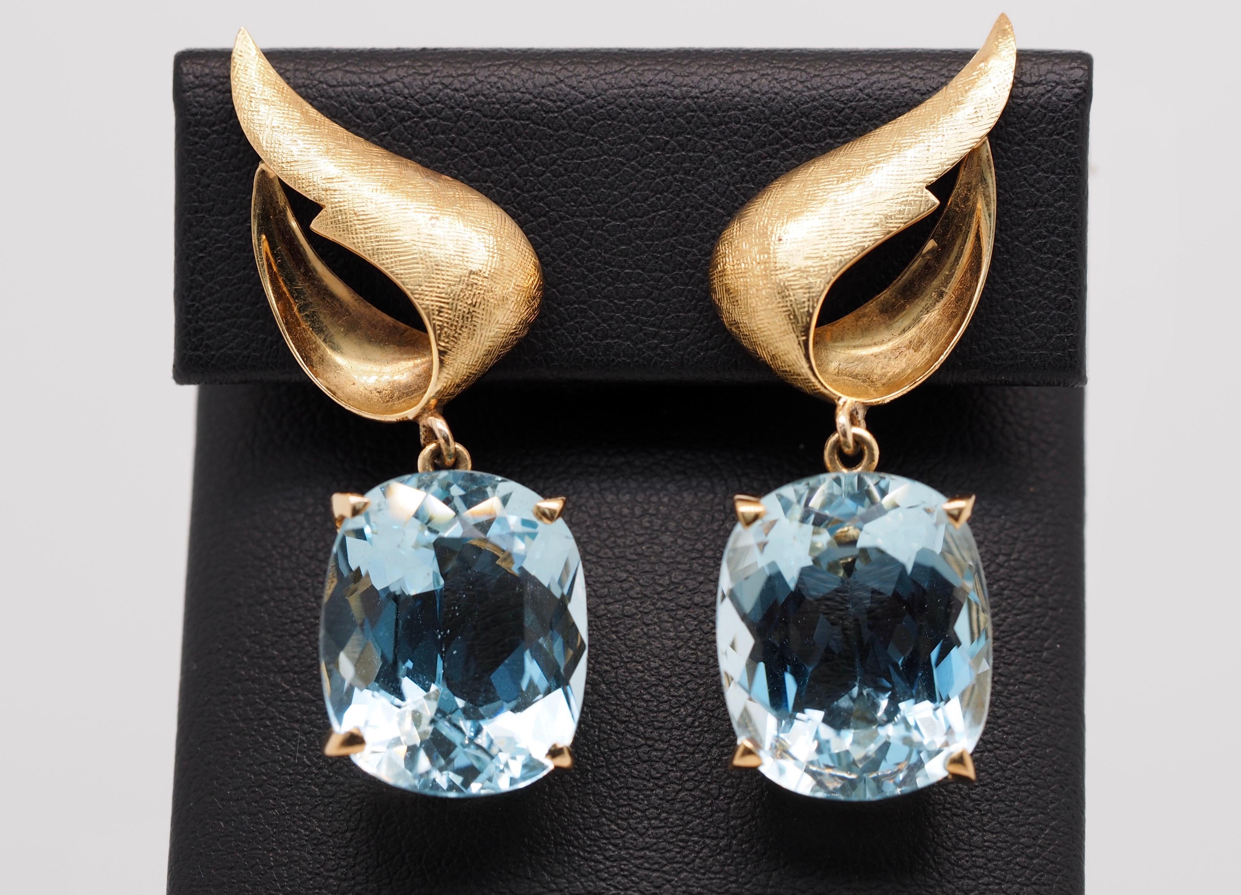 antique aquamarine drop earrings