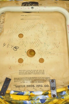 Vintage Retro Atomic Era Metal Kitchen Dining Chairs w/ Blue Yellow Flowers Pair