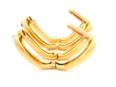 Vintage Retro Boucheron 18k Yellow Gold French Sugarloaf Sapphire Open Cufflinks