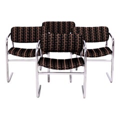 Chaises de salle à manger rétro vintage en tissu marron et noir par Pieff, lot de 4