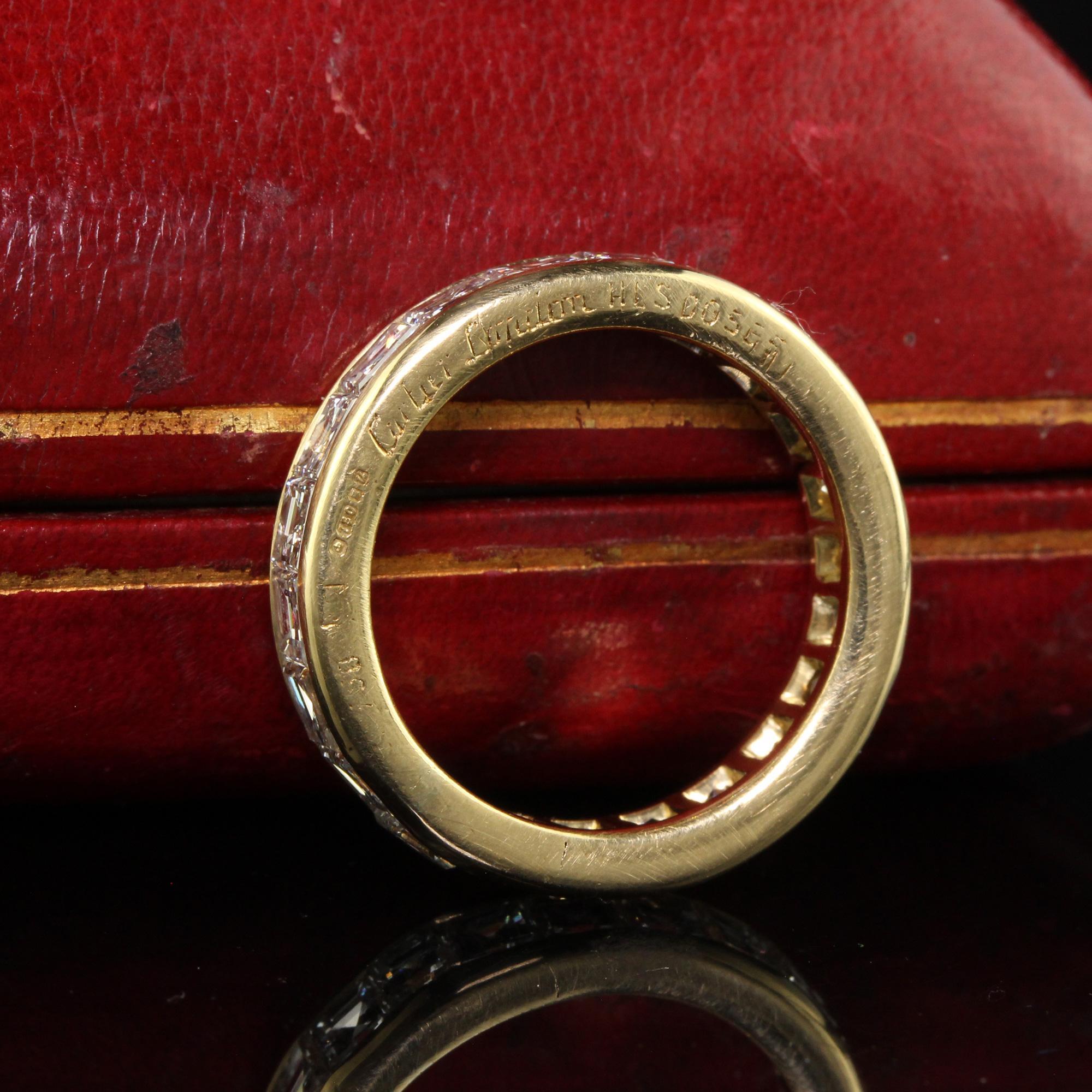 Vintage Retro Cartier 18 Karat Gelbgold Eternity-Ring mit Diamanten im Carre-Schliff Damen im Angebot