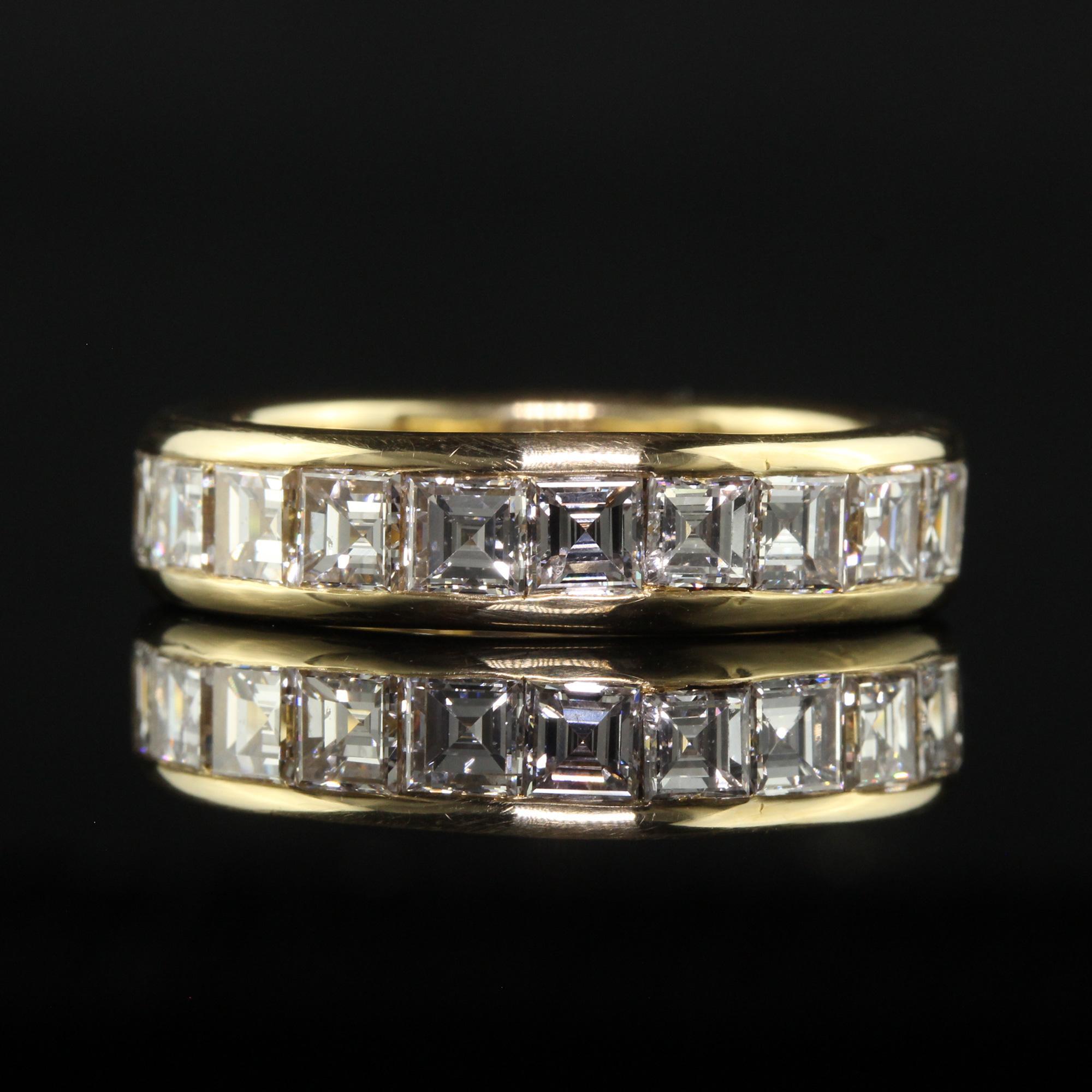 Vintage Retro Cartier 18 Karat Gelbgold Eternity-Ring mit Diamanten im Carre-Schliff im Angebot 1