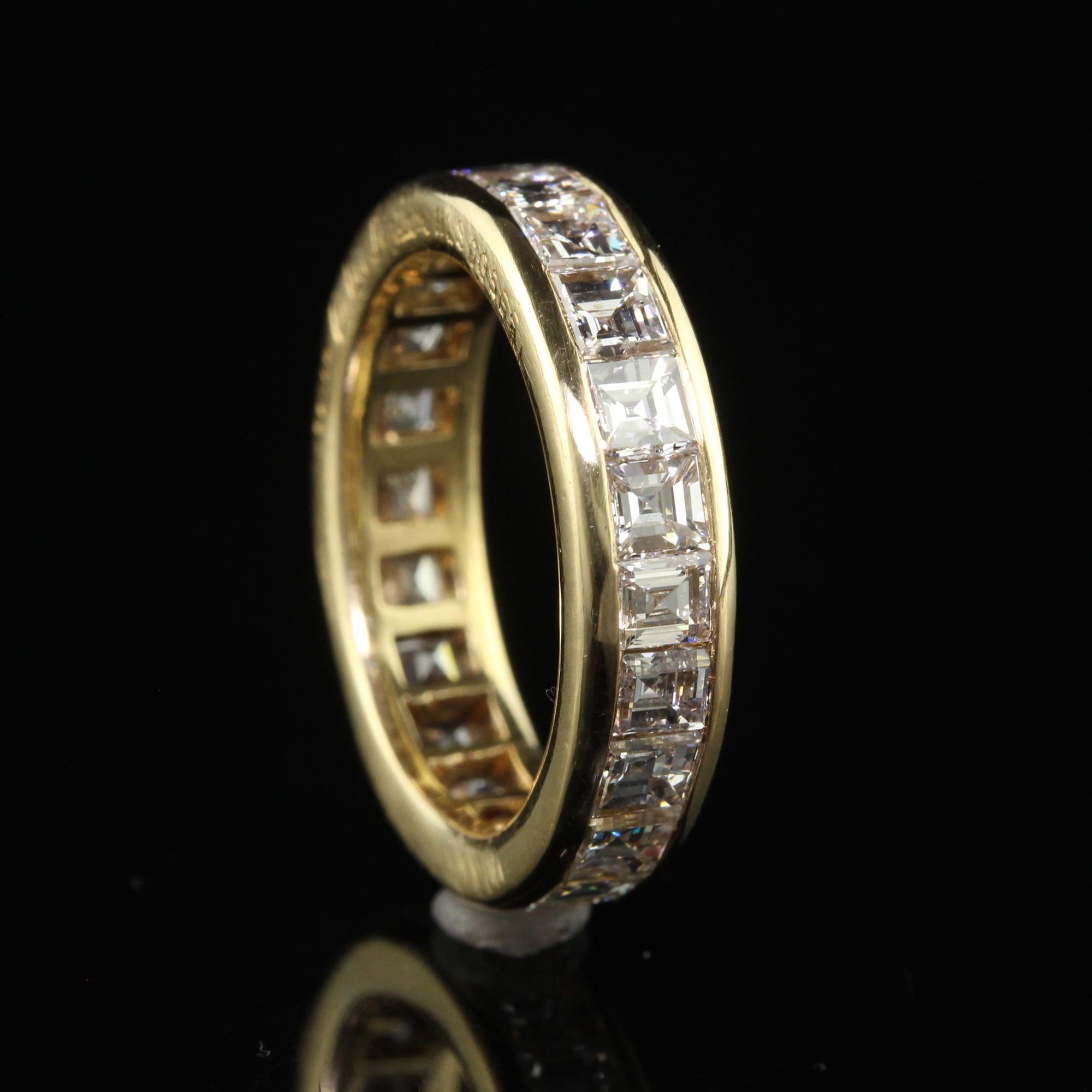 Vintage Retro Cartier 18 Karat Gelbgold Eternity-Ring mit Diamanten im Carre-Schliff im Angebot 2
