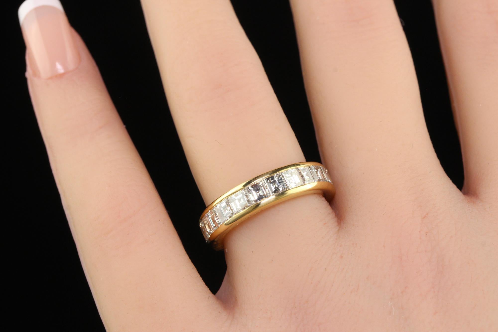 Vintage Retro Cartier 18 Karat Gelbgold Eternity-Ring mit Diamanten im Carre-Schliff im Angebot 3