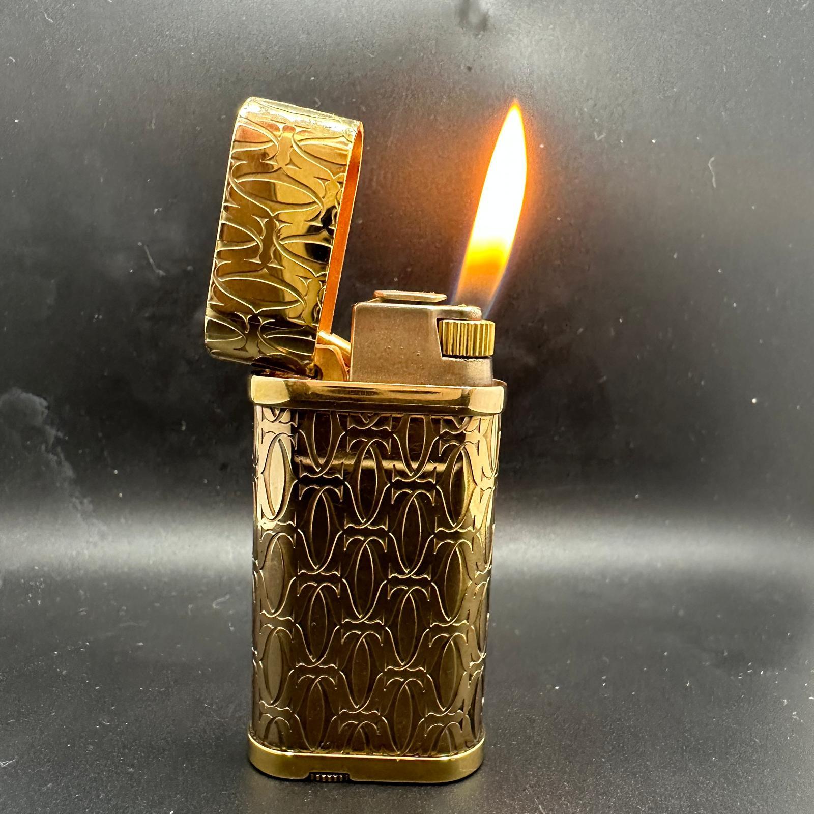 Vintage Retro Cartier Logo Lighter, 18k Gold Plated In Excellent Condition In New York, NY