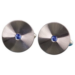 Vintage Retro C.D. Peacock 14K White Gold Natural Sapphire Cufflinks