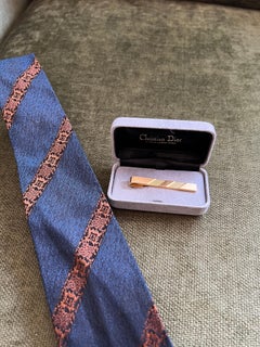 Vintage Retro Christian Dior Gold Plate Tie Clip In Original Case Circa “1990”