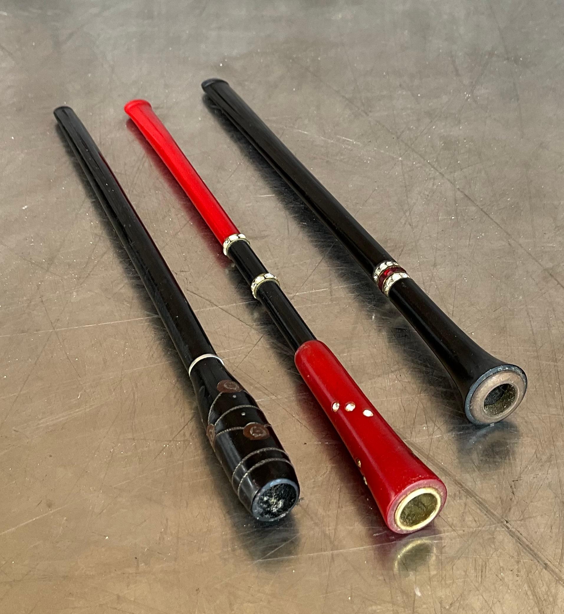 Black Vintage Retro Cigarette Holder- Set of 3 For Sale