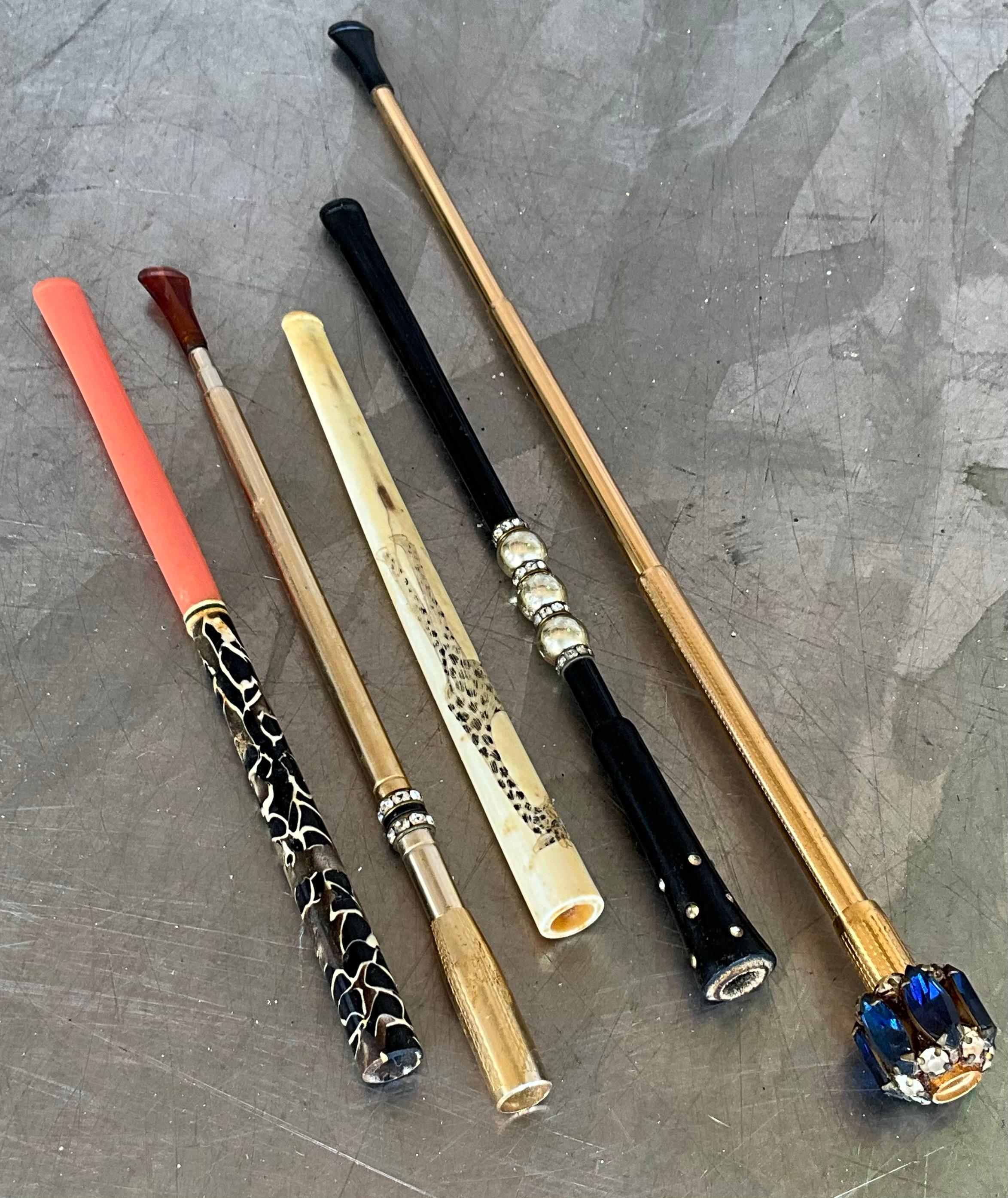 Beige Vintage Retro Cigarette Holder- Set of 5