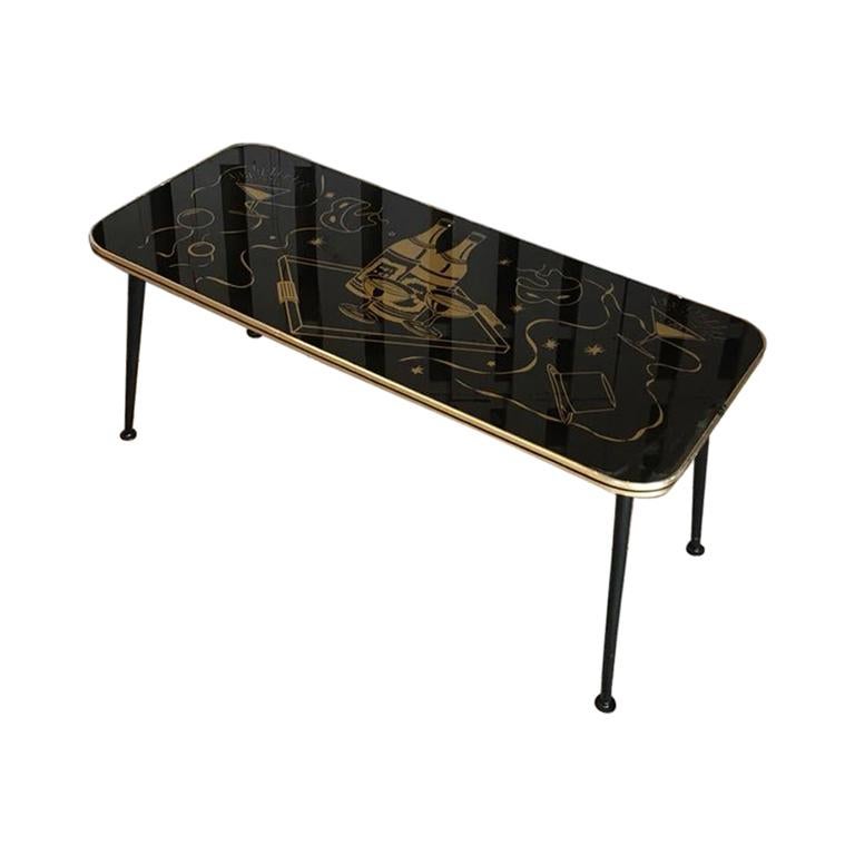 Vintage Retro Coffee Table with Black Dansette Legs im Angebot