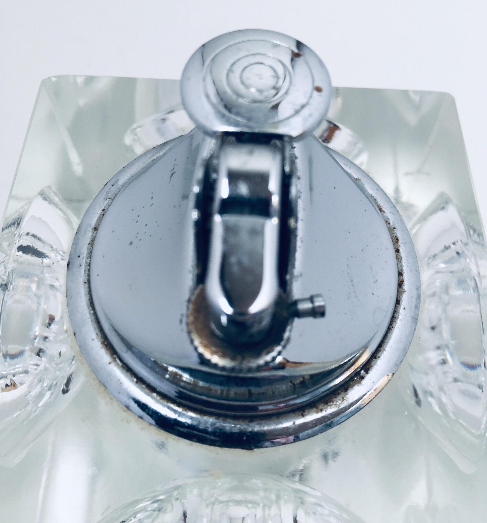 Square Table Lighter Vintage Retro Cut Glass Square Lighter, 1970 at 1stDibs