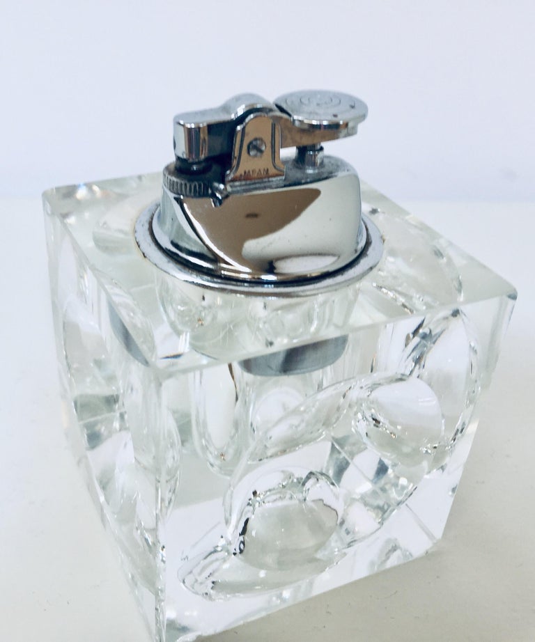 Vintage Retro Cut Glass Square Lighter, 1970 at 1stDibs
