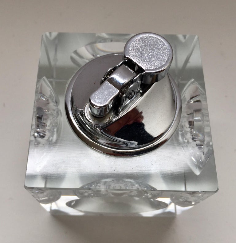 Vintage Retro Cut Glass Square Lighter and Ashtray Set, 1970 at 1stDibs