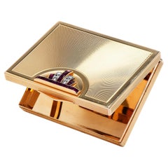 Retro Retro Diamond Burma Ruby 14K Yellow Gold Compact Box