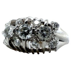 Vintage Retro Diamond Cluster Ring 14K White Gold