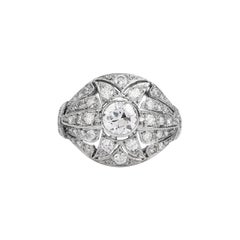 Vintage Retro Diamond Platinum Filigree Engagement Ring