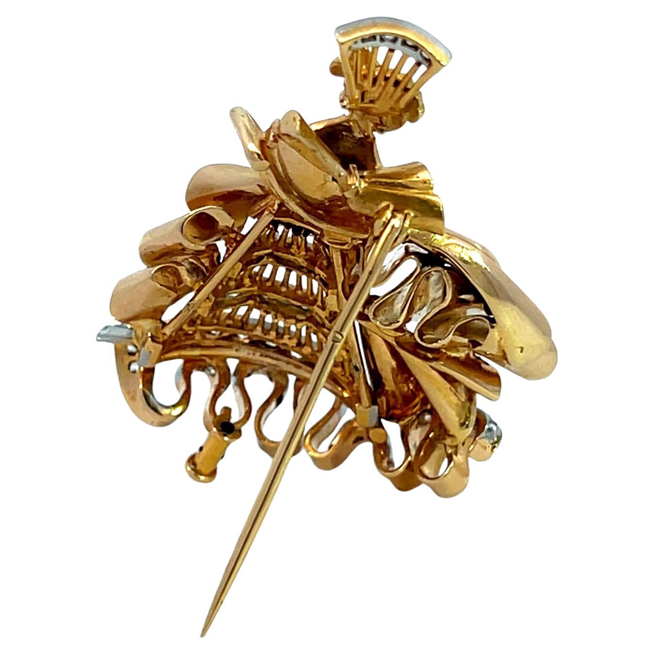 Women's or Men's Vintage Retro Diamond Ruby Queen Brooch Pin For Sale